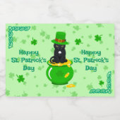 St. Patrick's Day Kleeblatt Pot of Gold Black Cat Alkoholflaschenetikett (Einzelnes Label)
