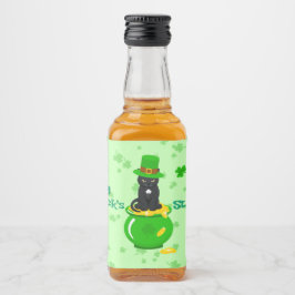 St. Patrick's Day Kleeblatt Pot of Gold Black Cat Alkoholflaschenetikett