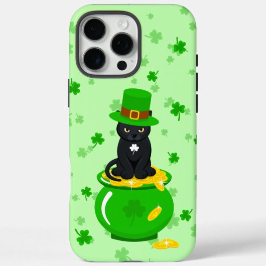 St. Patrick's Day Kleeblatt Pot of Gold Black Cat Case-Mate iPhone Hülle (Rückseite)