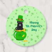 St. Patrick's Day Kleeblatt Pot of Gold Black Cat Geschenkanhänger (Vorderseite)