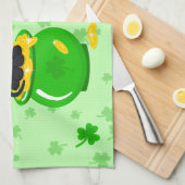 St. Patrick's Day Kleeblatt Pot of Gold Black Cat Geschirrtuch (Viertel Falte)