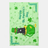 St. Patrick's Day Kleeblatt Pot of Gold Black Cat Geschirrtuch (Vertikal)