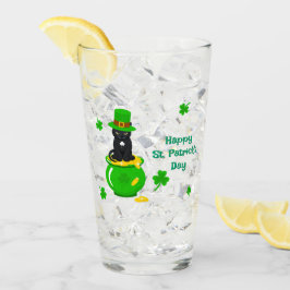 St. Patrick's Day Kleeblatt Pot of Gold Black Cat Glas