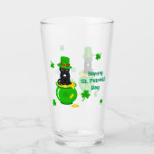 St. Patrick's Day Kleeblatt Pot of Gold Black Cat Glas (Vorderseite)