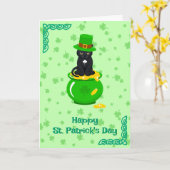 St. Patrick's Day Kleeblatt Pot of Gold Black Cat Karte (Gelbe Blume)