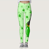 St. Patrick's Day Kleeblatt Pot of Gold Black Cat Leggings (Vorderseite)