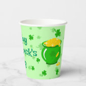 St. Patrick's Day Kleeblatt Pot of Gold Black Cat Pappbecher (Rückseite)