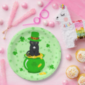 St. Patrick's Day Kleeblatt Pot of Gold Black Cat Pappteller (Party)