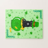 St. Patrick's Day Kleeblatt Pot of Gold Black Cat Puzzle (Horizontal)