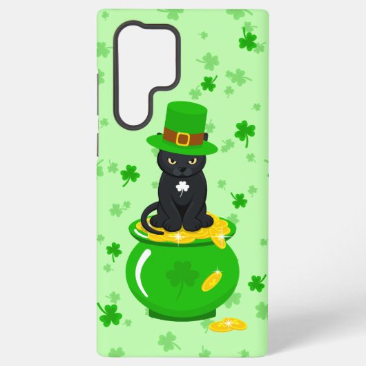 St. Patrick's Day Kleeblatt Pot of Gold Black Cat Samsung Galaxy Hülle (Rückseite)
