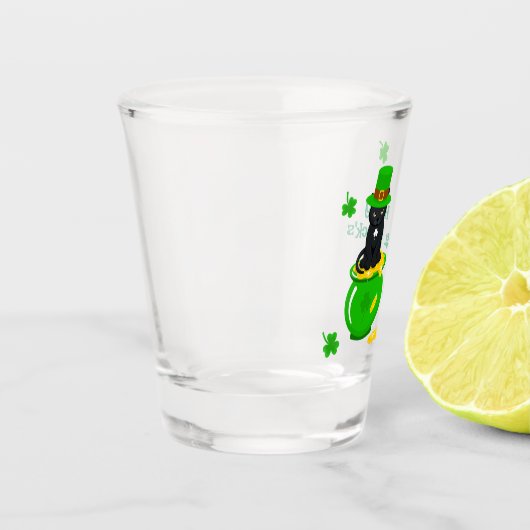 St. Patrick's Day Kleeblatt Pot of Gold Black Cat Schnapsglas (Links)