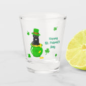 St. Patrick's Day Kleeblatt Pot of Gold Black Cat Schnapsglas (Vorderseite)