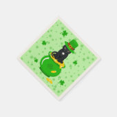 St. Patrick's Day Kleeblatt Pot of Gold Black Cat Serviette (Ecke)