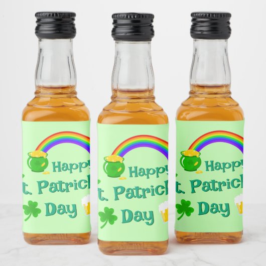 St. Patrick's Day Kleeblatt Pot of Gold Celtic Kno Alkoholflaschenetikett (Flaschen)