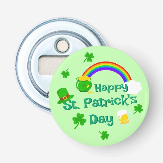 St. Patrick's Day Kleeblatt Pot of Gold Celtic Kno Flaschenöffner (Vorderseite)