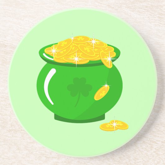 St. Patrick's Day Kleeblatt Pot of Gold Celtic Kno Getränkeuntersetzer (Vorne)