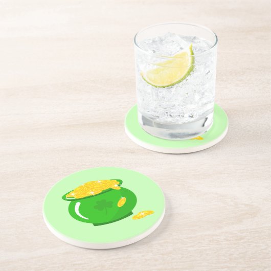 St. Patrick's Day Kleeblatt Pot of Gold Celtic Kno Getränkeuntersetzer (Seite)