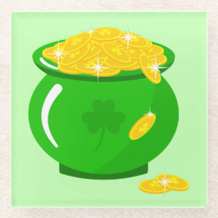 St. Patrick's Day Kleeblatt Pot of Gold Celtic Kno Glasuntersetzer