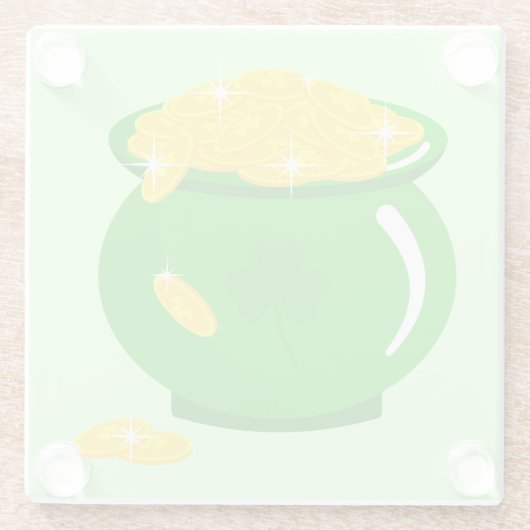 St. Patrick's Day Kleeblatt Pot of Gold Celtic Kno Glasuntersetzer (Rückseite)