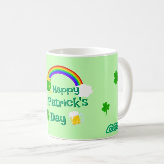 St. Patrick's Day Kleeblatt Pot of Gold Celtic Kno Kaffeetasse (VorderseiteRechts)