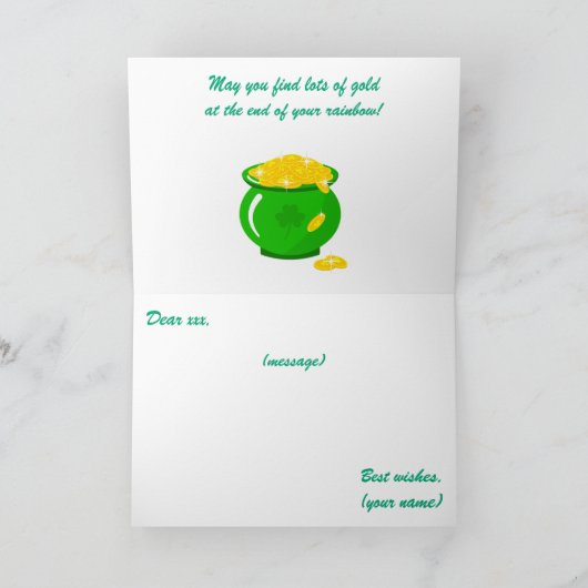 St. Patrick's Day Kleeblatt Pot of Gold Celtic Kno Karte (Innenseite)