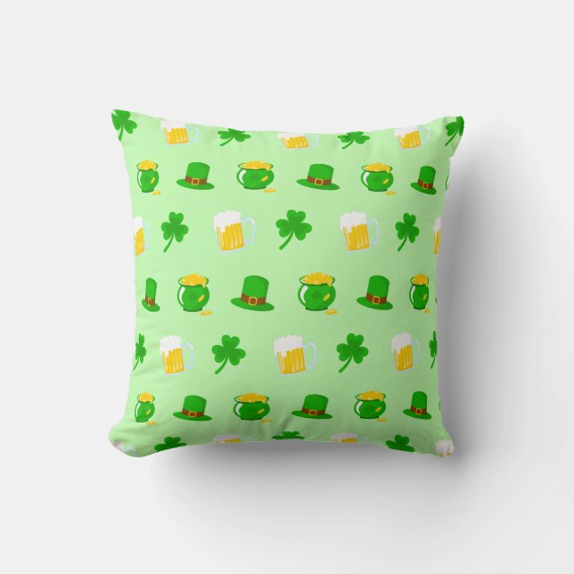 St. Patrick's Day Kleeblatt Pot of Gold Celtic Kno Kissen (Vorderseite)