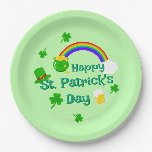 St. Patrick's Day Kleeblatt Pot of Gold Celtic Kno Pappteller (Vorderseite)
