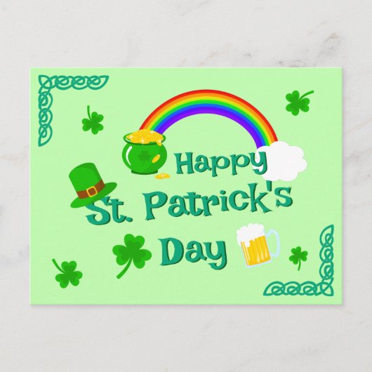 St. Patrick's Day Kleeblatt Pot of Gold Celtic Kno Postkarte (Vorderseite)
