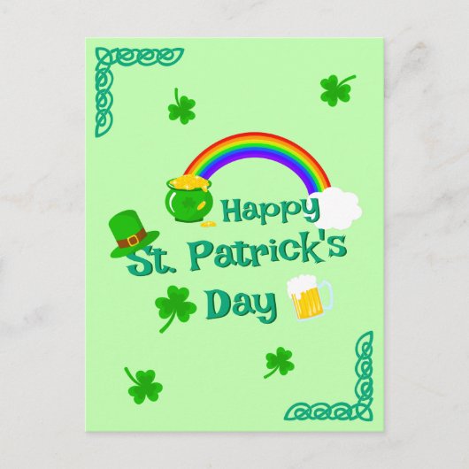 St. Patrick's Day Kleeblatt Pot of Gold Celtic Kno Postkarte (Vorderseite)