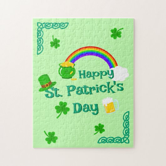 St. Patrick's Day Kleeblatt Pot of Gold Celtic Kno Puzzle (Vertikal)