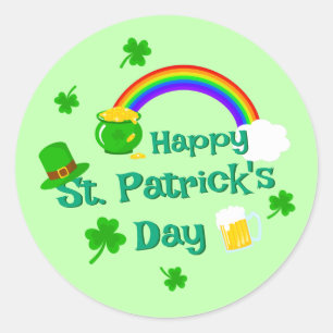 St. Patrick's Day Kleeblatt Pot of Gold Celtic Kno Runder Aufkleber