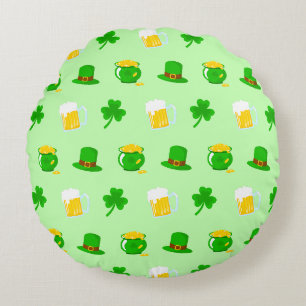 St. Patrick's Day Kleeblatt Pot of Gold Celtic Kno Rundes Kissen