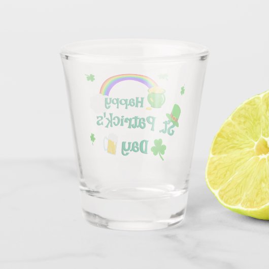 St. Patrick's Day Kleeblatt Pot of Gold Celtic Kno Schnapsglas (Rückseite)