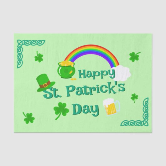 St. Patrick's Day Kleeblatt Pot of Gold Celtic Kno Seidenpapier (Vorderseite)