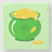 St. Patrick's Day Kleeblatt Pot of Gold Celtic Kno Steinuntersetzer (Vorderseite)