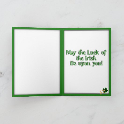 St Patrick's Day Kleeblatt Rahmen mit einstellbare Karte (Innenseite)