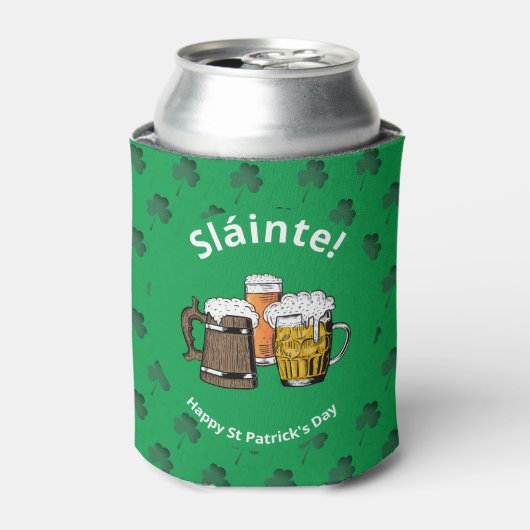 ST PATRICK'S DAY Kleeblatt Sláinte Beers Dosenkühler (Kanne Vorderseite)