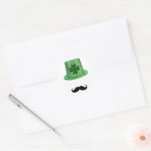 St. Patrick's Day Kleeblatt Sparkle Hat & Mustache Runder Aufkleber (Umschlag)
