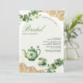 St Patrick's Day Kleeblatt Tea Party Brautparty Einladung (Stehend Vorderseite)