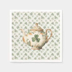 St. Patrick's Day-Kleeblatt-Teekanne Serviette