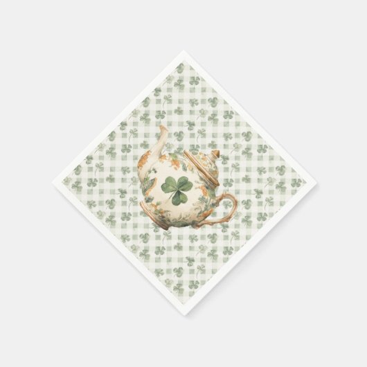 St. Patrick's Day-Kleeblatt-Teekanne Serviette (Ecke)