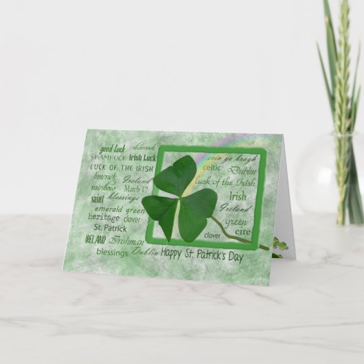 St. Patrick's Day Kleeblatt und Regenbogen Karte (Vorderseite)