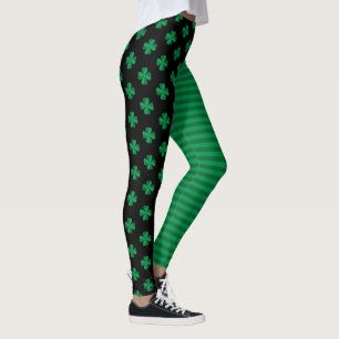 St. Patrick's Day Kleeblatt und Streifen Leggings
