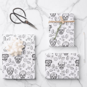 St Patricks Day Kleeblatt und Sugar Skull Geschenkpapier Set
