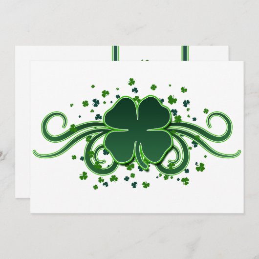St. Patrick's Day Kleeblatt Wirbel Einladung (Vorne/Hinten)