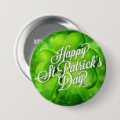 St. Patrick's Day - Kleeblatt & Word Art Button (Vorne & Hinten)