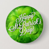 St. Patrick's Day - Kleeblatt & Word Art Button (Vorderseite)