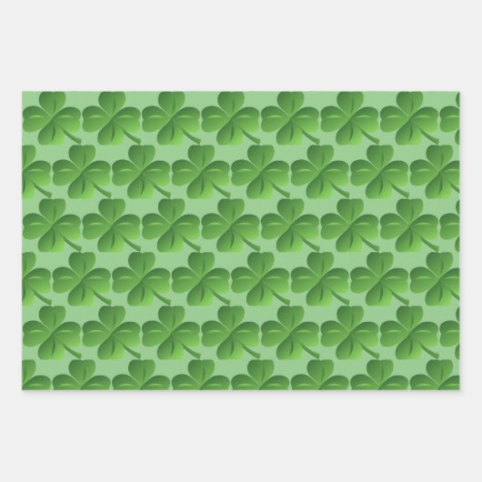 St Patrick's Day Kleeblatt Wrapping Paper Geschenkpapier Set (Vorderseite)