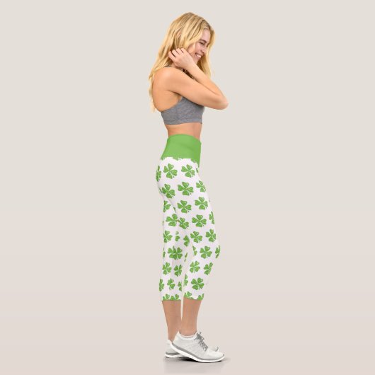 St. Patrick's Day Kleeblatt Yoga Capri Leggings (Rechts)