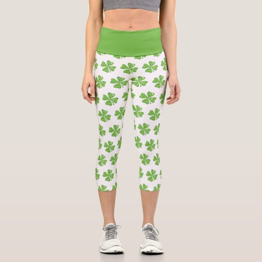St. Patrick's Day Kleeblatt Yoga Capri Leggings (Vorderseite)